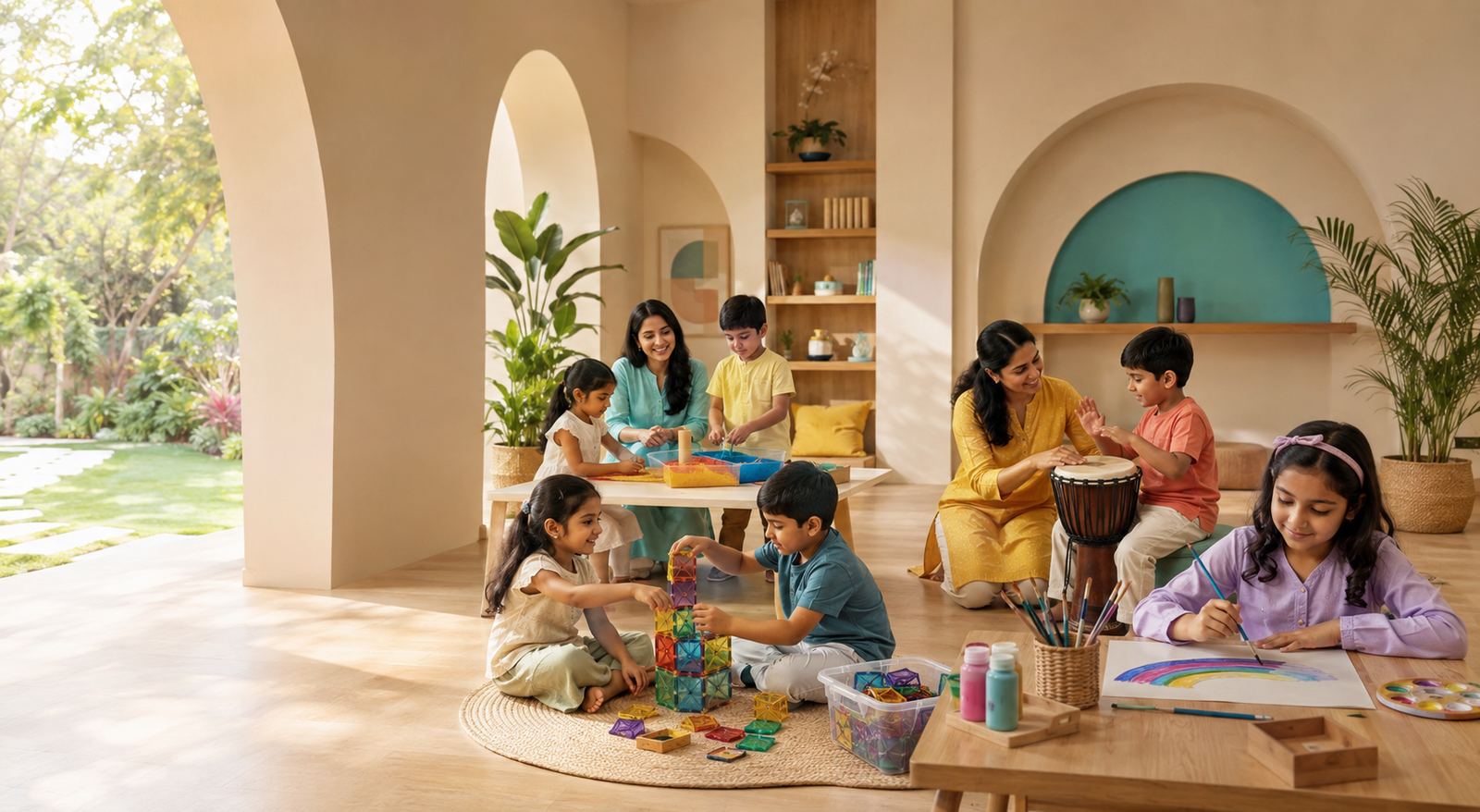 Indian children enjoying creative, sensory and social activities during the AstraKids Bridge Weekend Retreat
